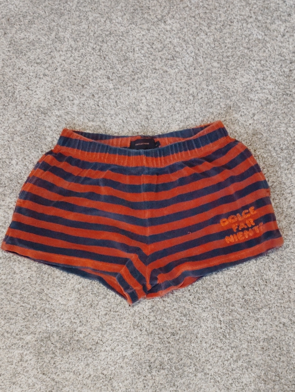 Tinycottons Orange and Navy Striped Terry Kids' Shorts